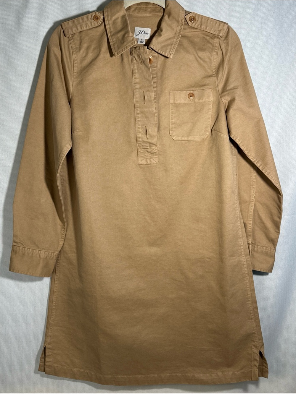 J. Crew Tan Utility Midi Shirt Dress